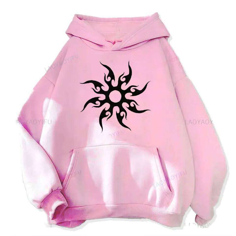 Men's with sun print Harajuku fashionable and casual hoodie cartoon pattern top Z260314