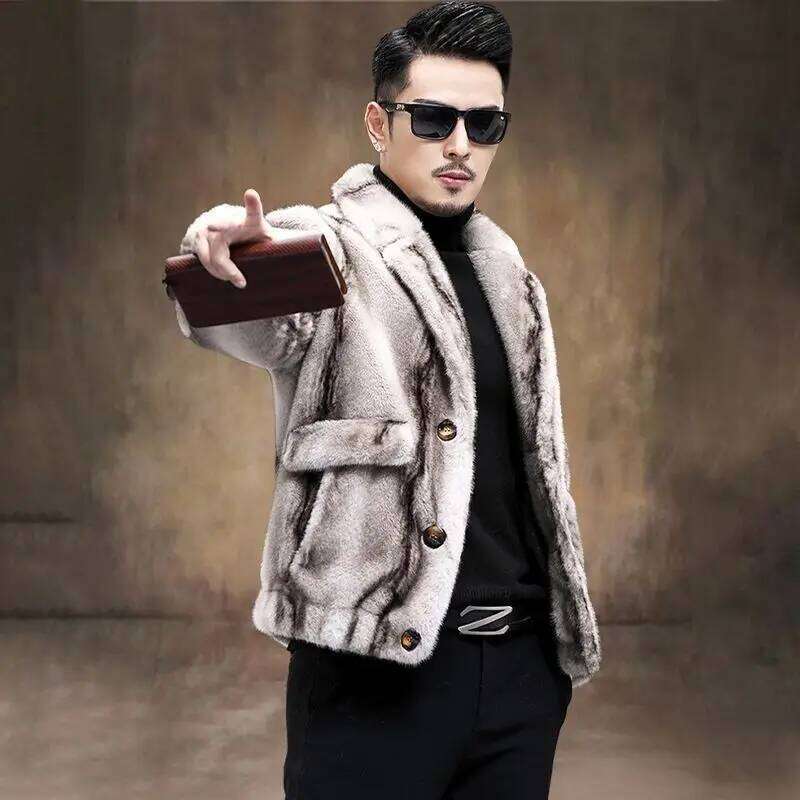 Mens Faux Men Ferret Men's Tailored Collar Male Coat Imitation Mink Fur Winter Man Jacket Luxury Z260313