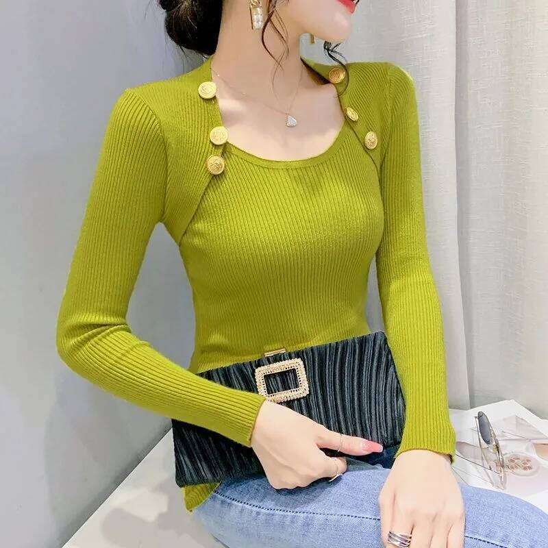 Pullover Solid Color Sweater Women's Autumn and Winter Versatile Bottoming Shirt Top Z260313