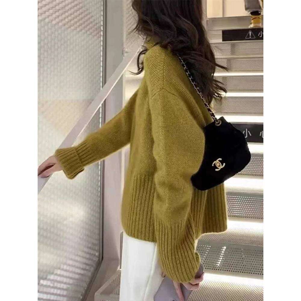 2025 Autumn/Winter New 100% Cashmere Wool Turtleneck Sweater Women's High Neck Knit Pullover Soft Comfortable Top Loose Jumper Z260313