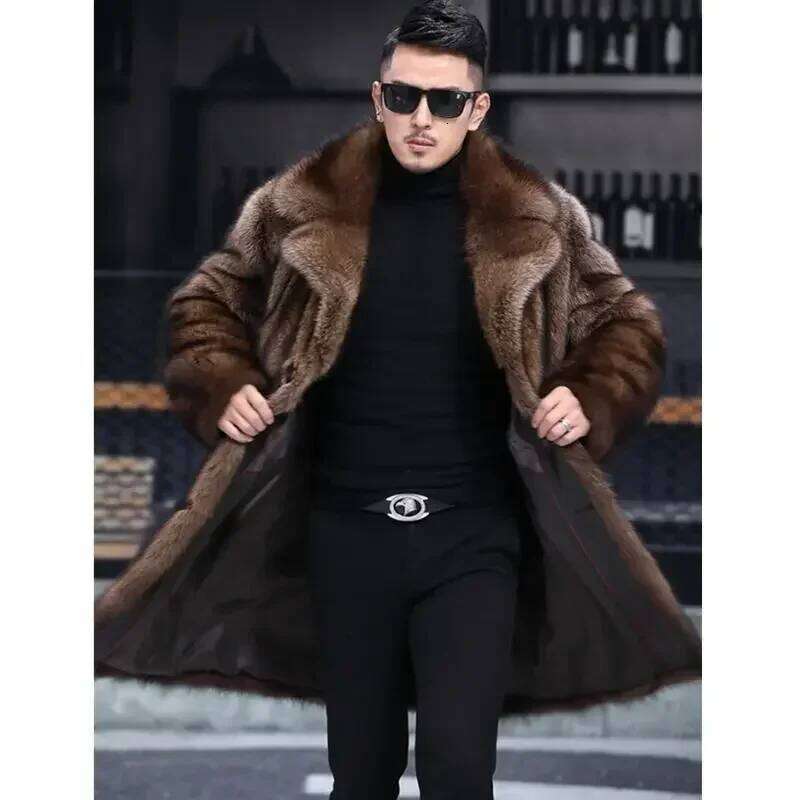 Luxury Brand Men's Clothing Jackets Mid-length Faux Fur Coat High Quality Warm Design Thick Business Outerwear JJ992 Z260313