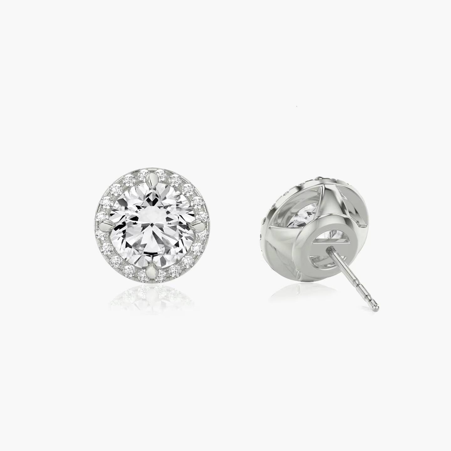 1ct Oval Cut Sterling Silver Plated Moissanite Diamond Dainty Halo Stud Earrings Tishya Diamond Perfect Gift for Her