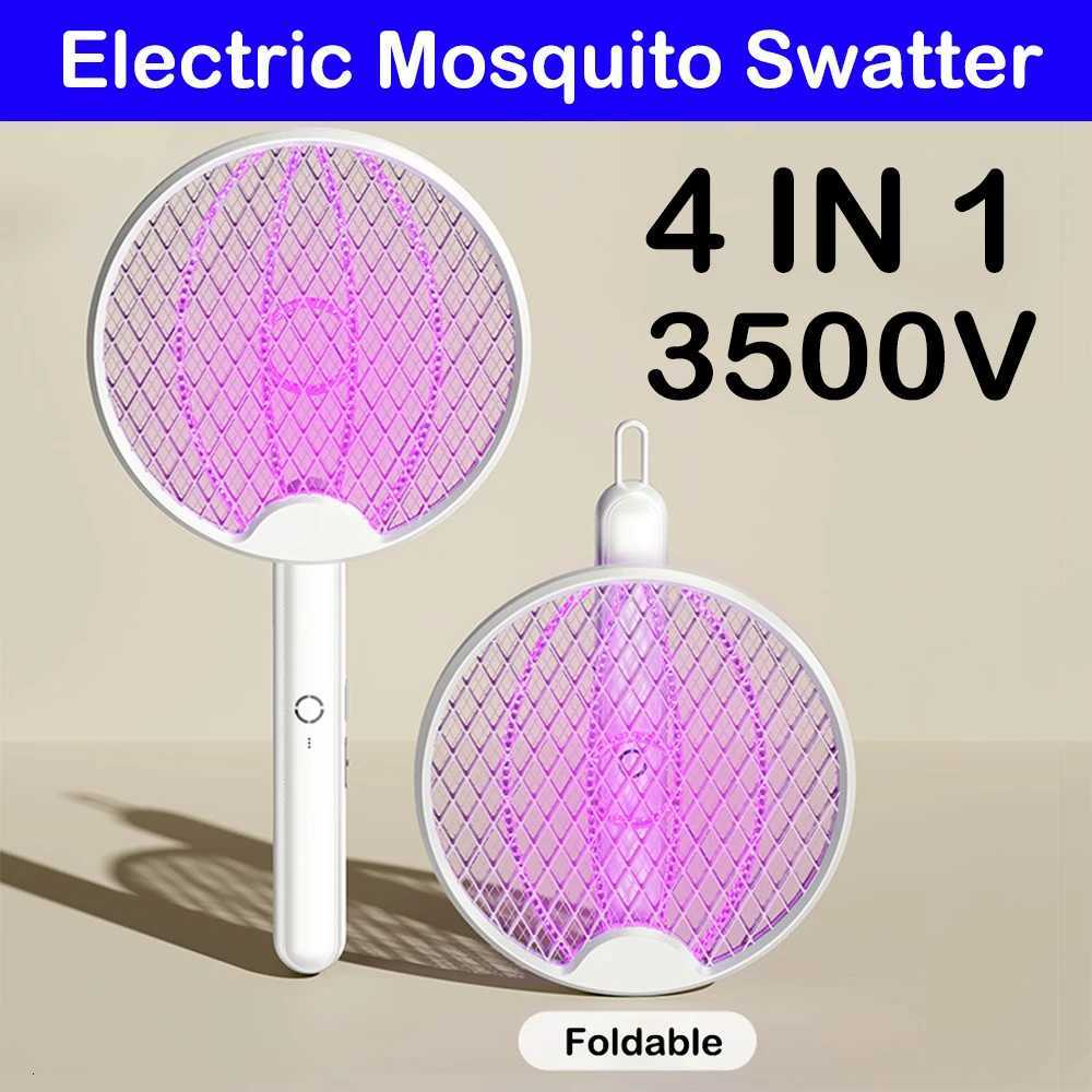 USB Rechargeable Foldable Electric Mosquito Swatter 3500V Killer Fly Swatter Trap 4 IN 1 Insect Killer With UV Light Bug Zapper H260313