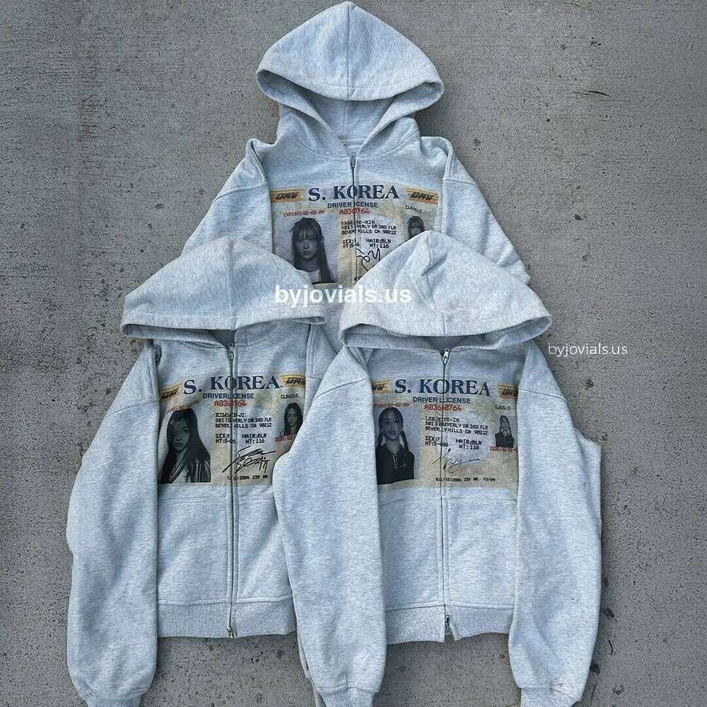 Y2K Streetwear Portrait Printed Zipper New Harajuku Gothic Women's Hoodie Z260315