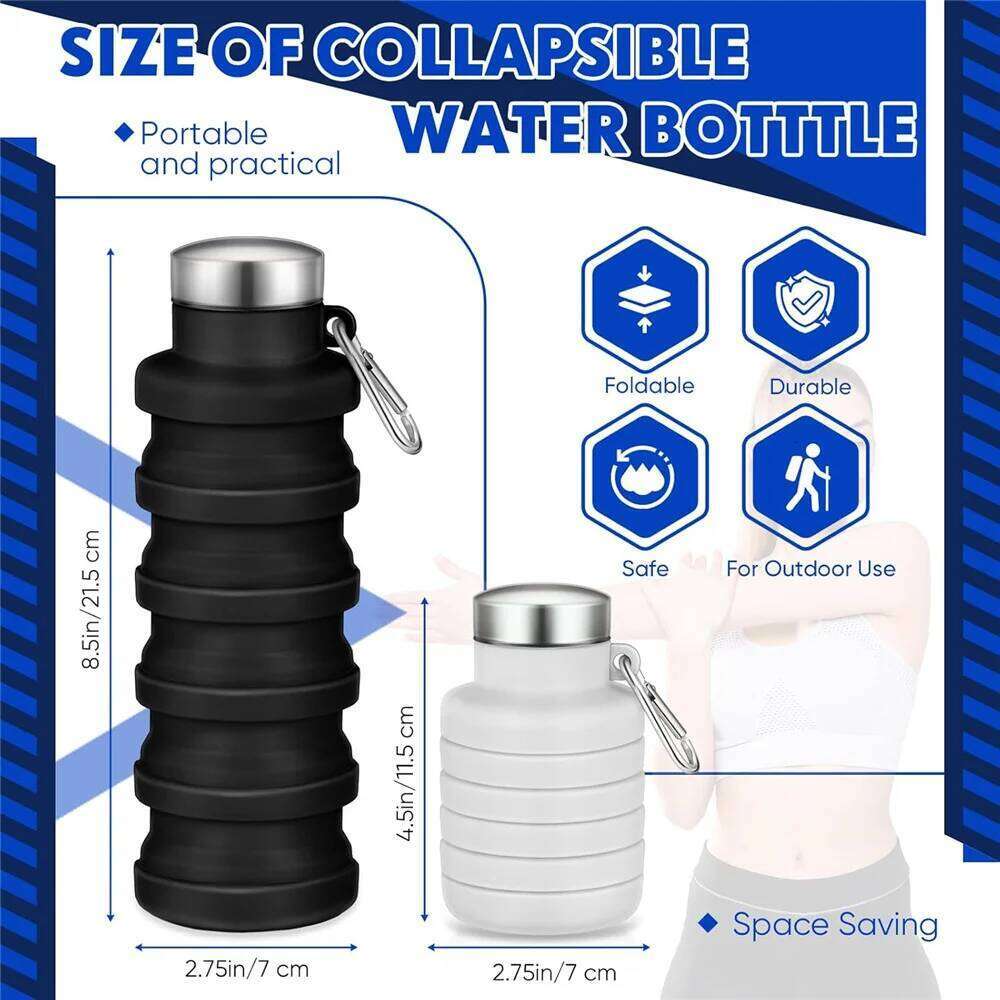 Collapsible Bottles Travel Foldable Portable Water Bottle Silicone Reusable Leakproof for Camping Hiking Cycling Z260314