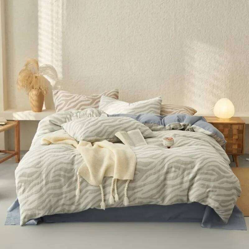Light jacquard three-layer yarn four-piece pure cotton 2025 new high-end bedding bed sheet mattress kit H260312 - view 6