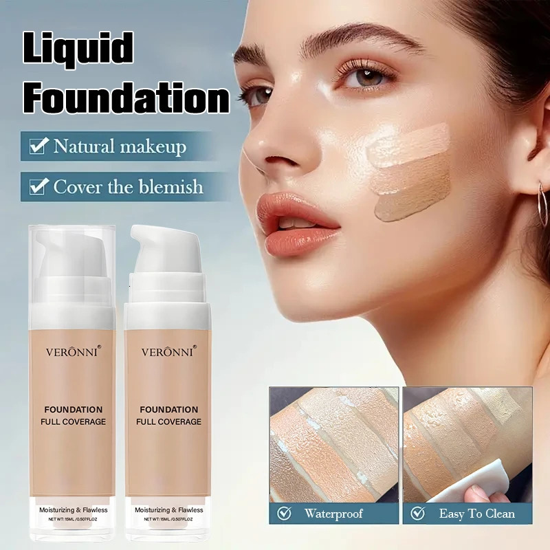 15ml Full Coverage Liquid FoundationFoundation Effective Concealer Waterproof Sweat-resistant Makeup Professional Cosmetics 260305