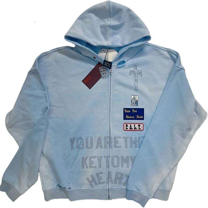 25ss High Quality Washed PALY Zipper Hoodie Street Fashion Men Women Vintage Oversized Casual Style Hooded Z260314