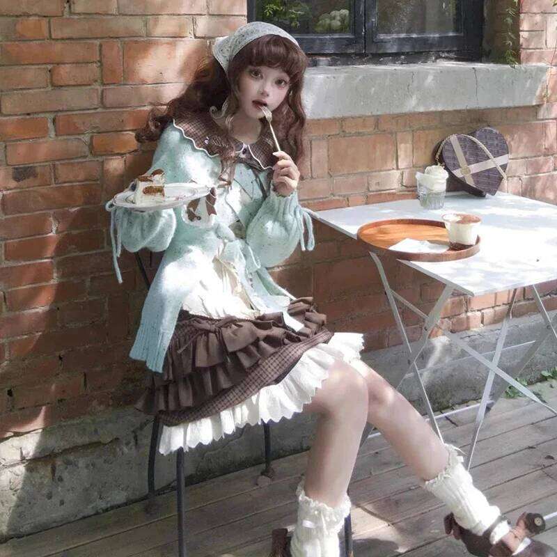 Japanese Sweet Lolita Mini Women Y2K Kawaii Lace Patchwork Bow Cake Skirt Femme High Waist Preppy All Match A Line Skirts Z260314