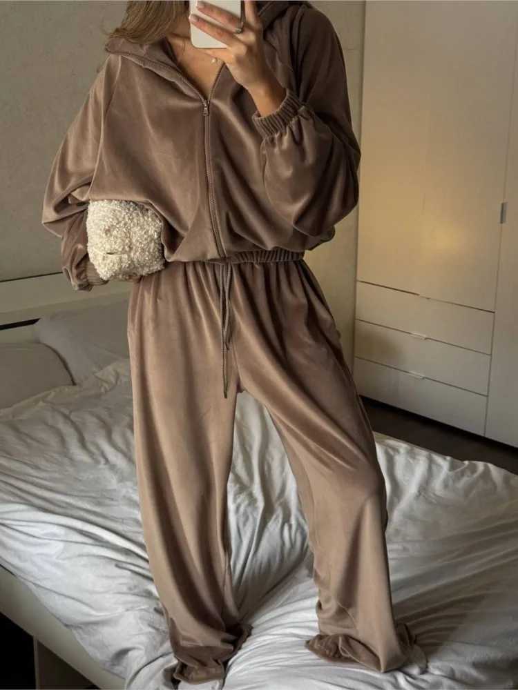 Casual Pants Suit 2025 Autumn Winter Cardigan Sweatshirts Sports Women Fashion Street Long-sleeved Jacket Trousers Two-piece Set M260313