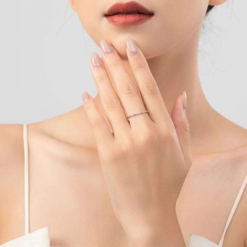 Ailmay Solid 925 Sterling Silver Minimalism Simple Smooth Stackable Finger Ring For Women Girls Party Accessories Jewelry Gifts H260312