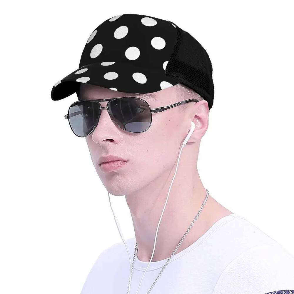 Mesh Baseball Cap Men Women Black White Polka Dot Dad Unisex Hip Hop Outdoor Hat Gorras Z260313