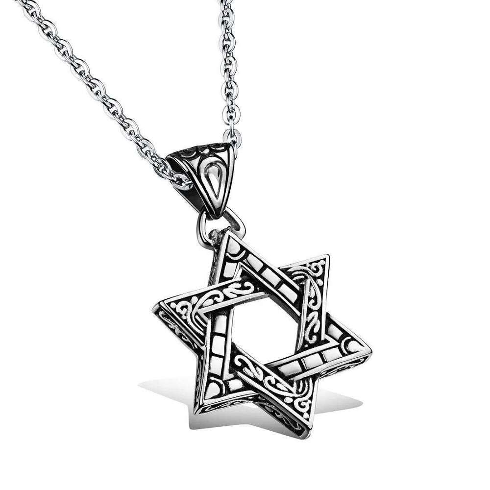 JHSL Men Statement Israel Star of David Pendant Necklace O Shape Twisted Chain Stainless Steel Silver Color Fashion Jewelry H260312