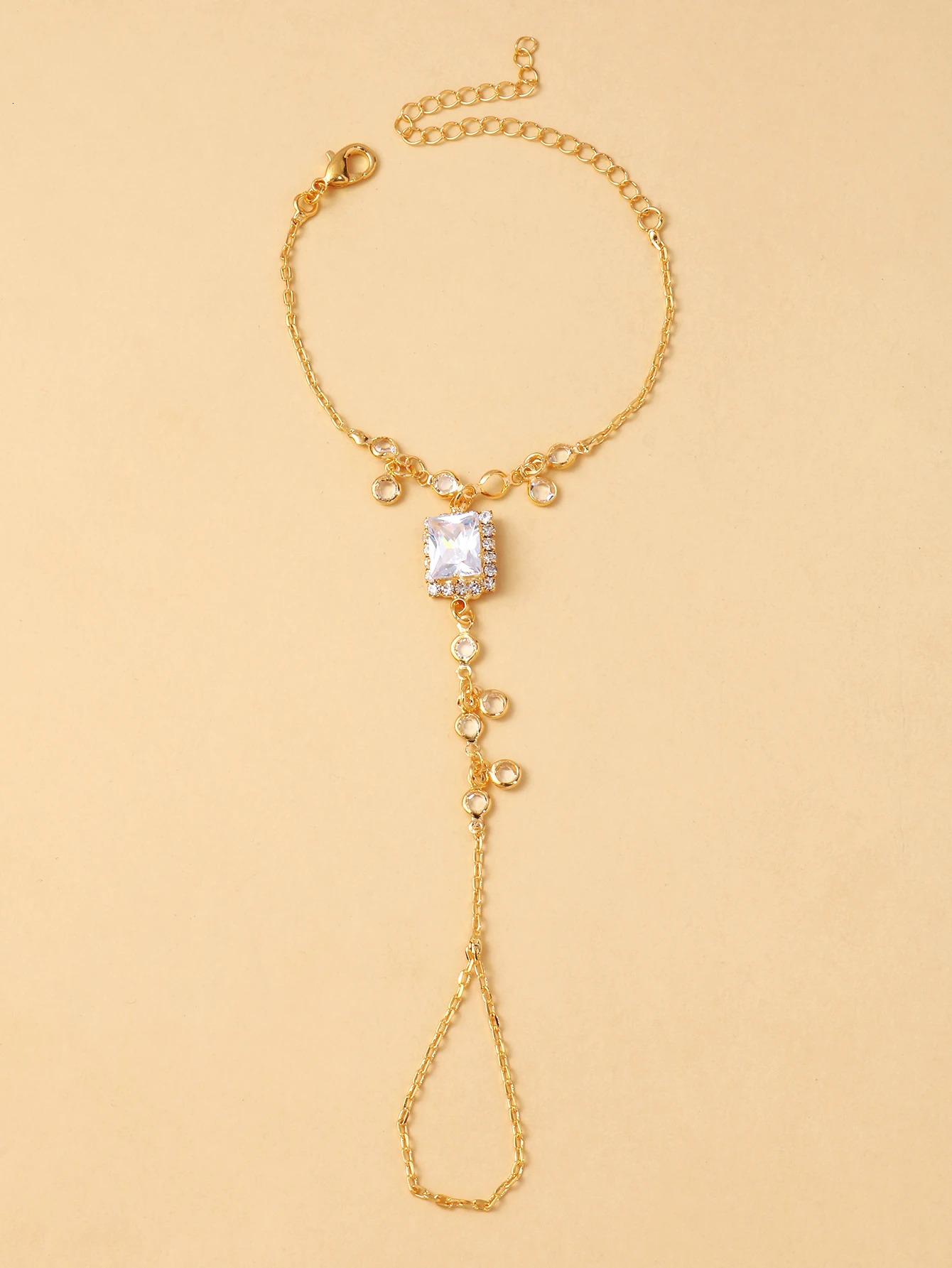 Water drop finger bracelet simple super flash rhinestone back of hand chain summer beach bohemian style hand jewelry 260313