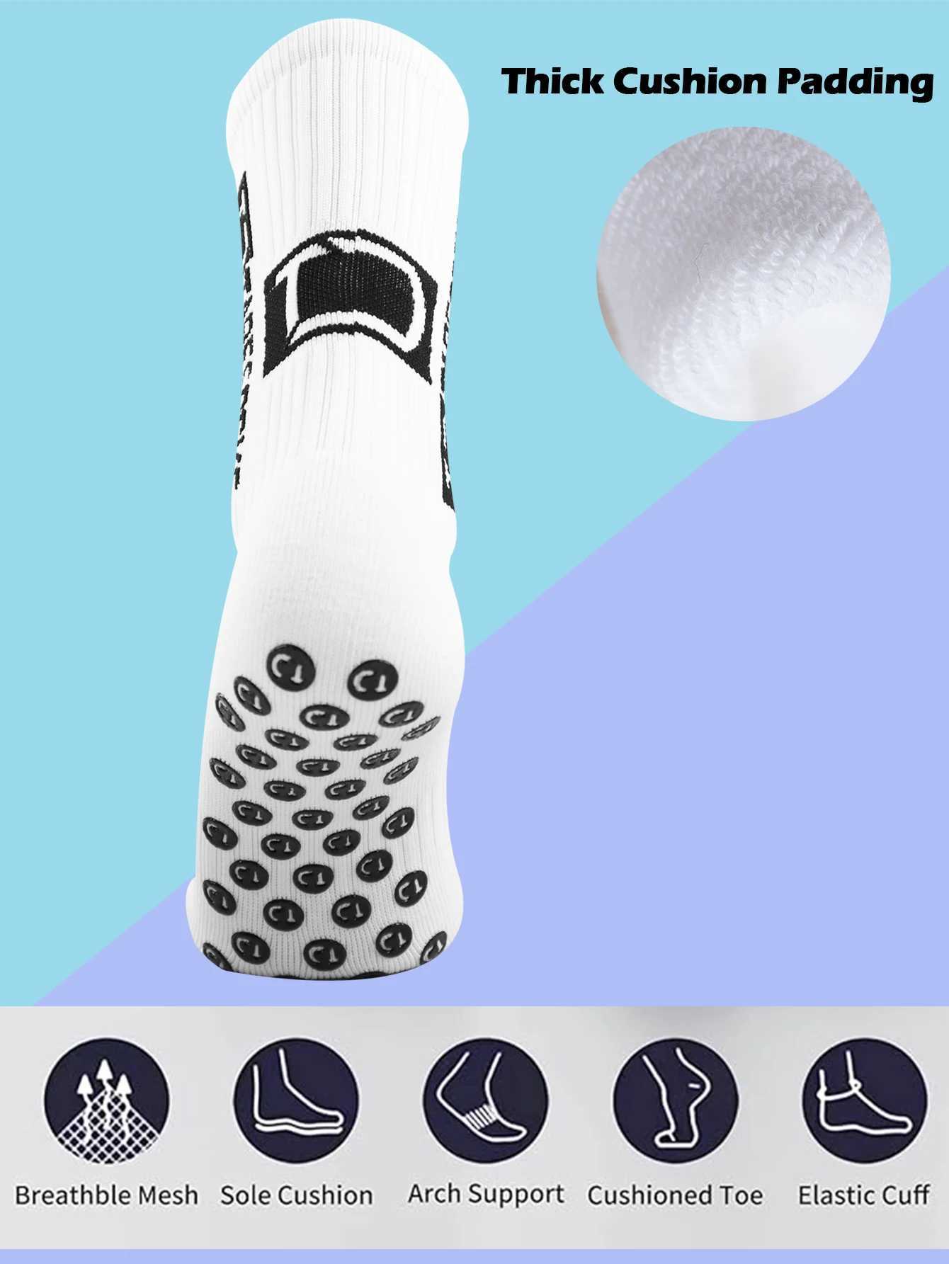 6 Pairs of football socks sports socks mens mid-calf socks silicone non-slip dot socks basketball yoga socks D260313