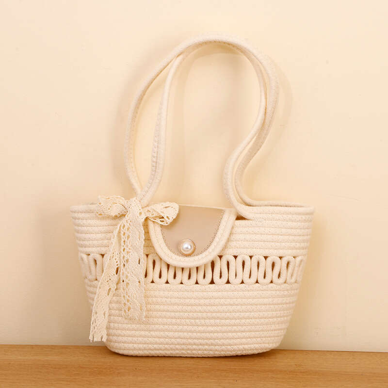 Tote Silk Scarf, Straw Handbag, Shoulder Portable Bag, Fresh And Sweet, Beach Vacation, Niche, Large Capacity