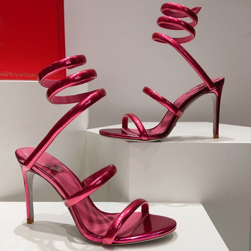 US12 Sandals Designers shoes for women Serpentine Crystal Rhinestone twining foot ring 10CM high heeled womens party Wedding Stiletto heel Sandal 35-43