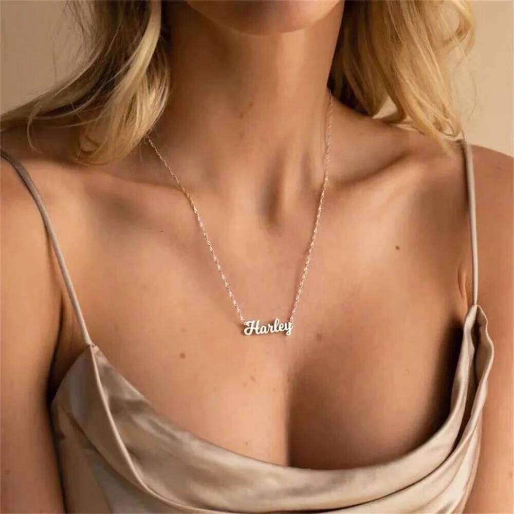 Custom Name Water Wave Chain for Personalized Gold Stainless Steel Necklace Women Jewelry Gift Valentine's Day H260312