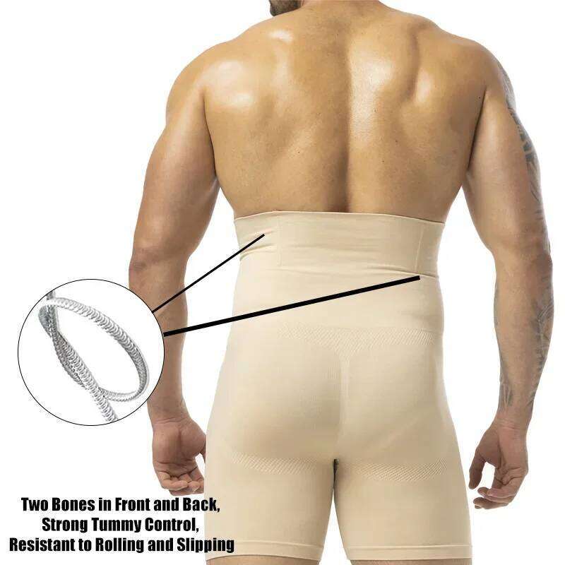 Men Compression Boxer Abdomen Belly Flat Body Shaper 3D Pouch Pant Tummy Control Shapewear Shorts High Waist Breathable Brief 26Y0313