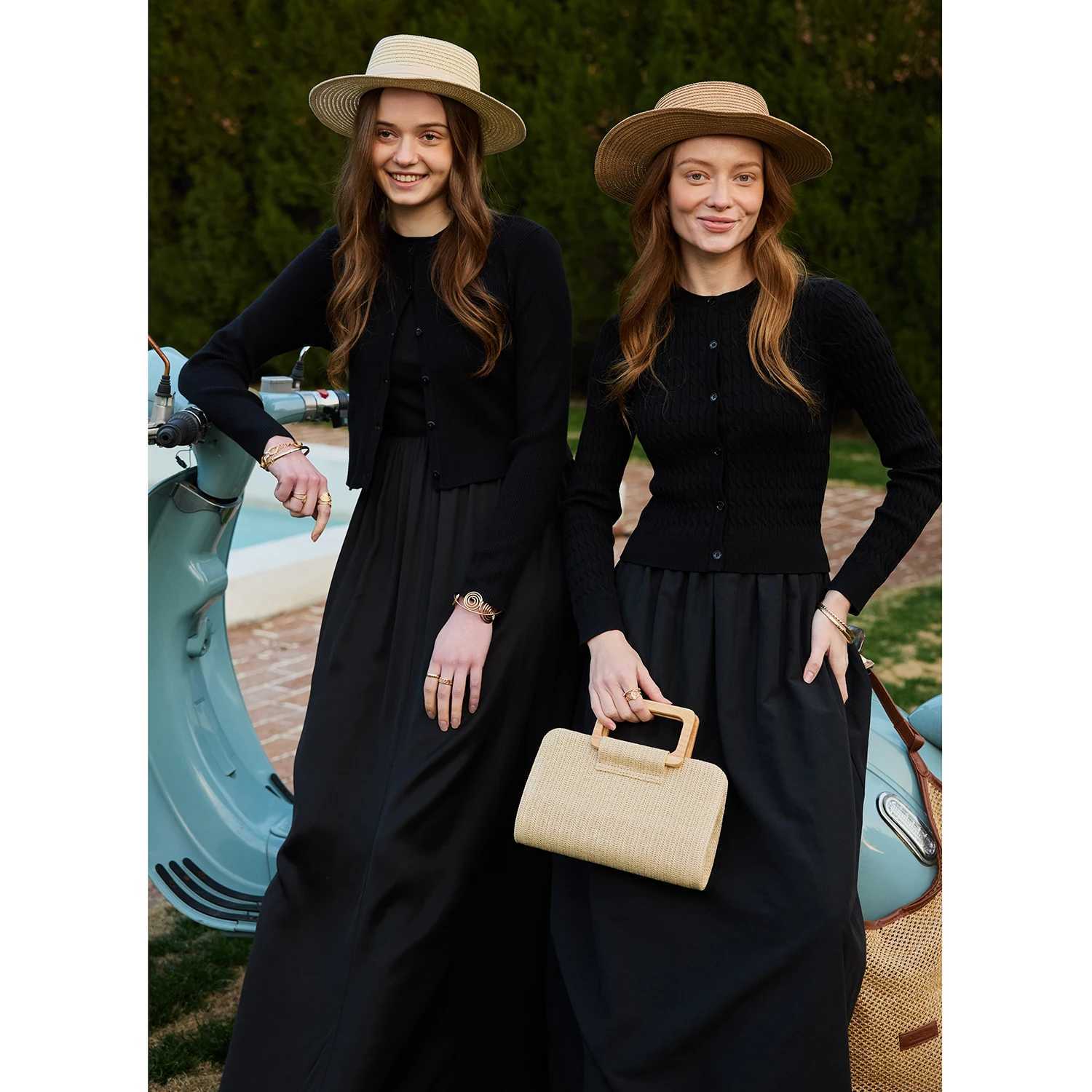 AP SS26 Women Sleeveless Dress Elastic Waist Skirt Cable Cardigan Clothing ElegantT260314