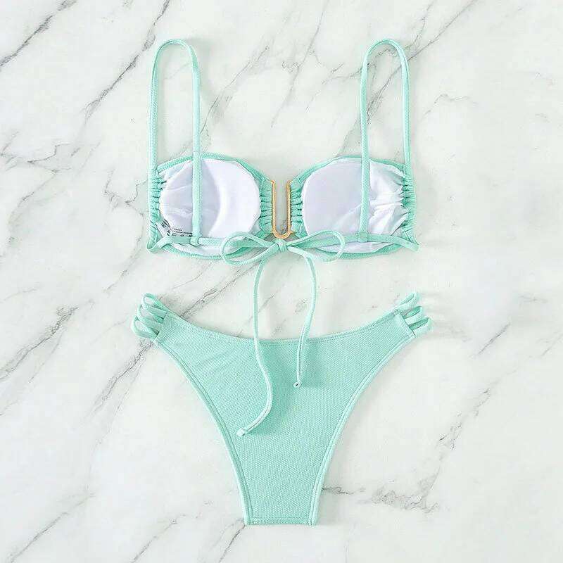 Summer New Solid Color Bikini Sexy Three Point Beach Split Swimsuit 26H0313