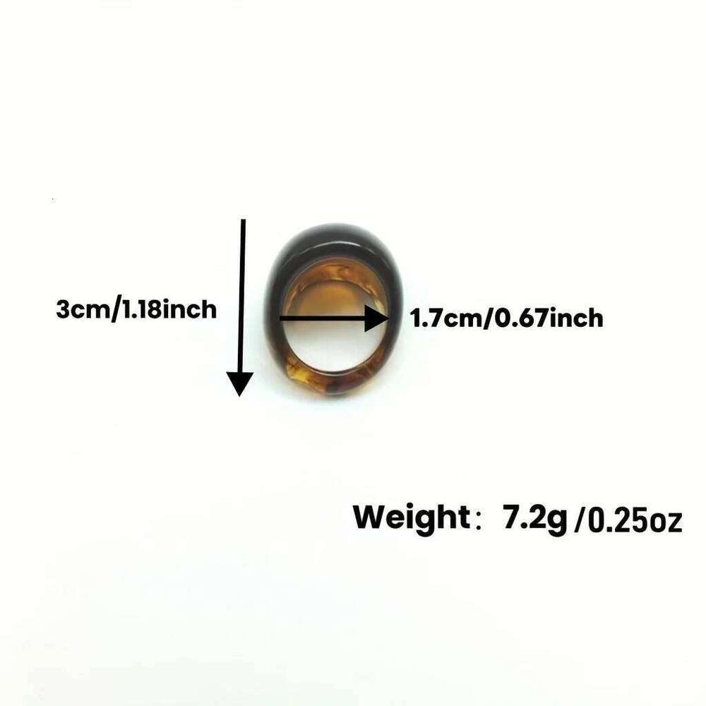 1-piece Bohemian retro style coffee colored resin ring, simple wide face layered ring suitable for daily banquets H260312