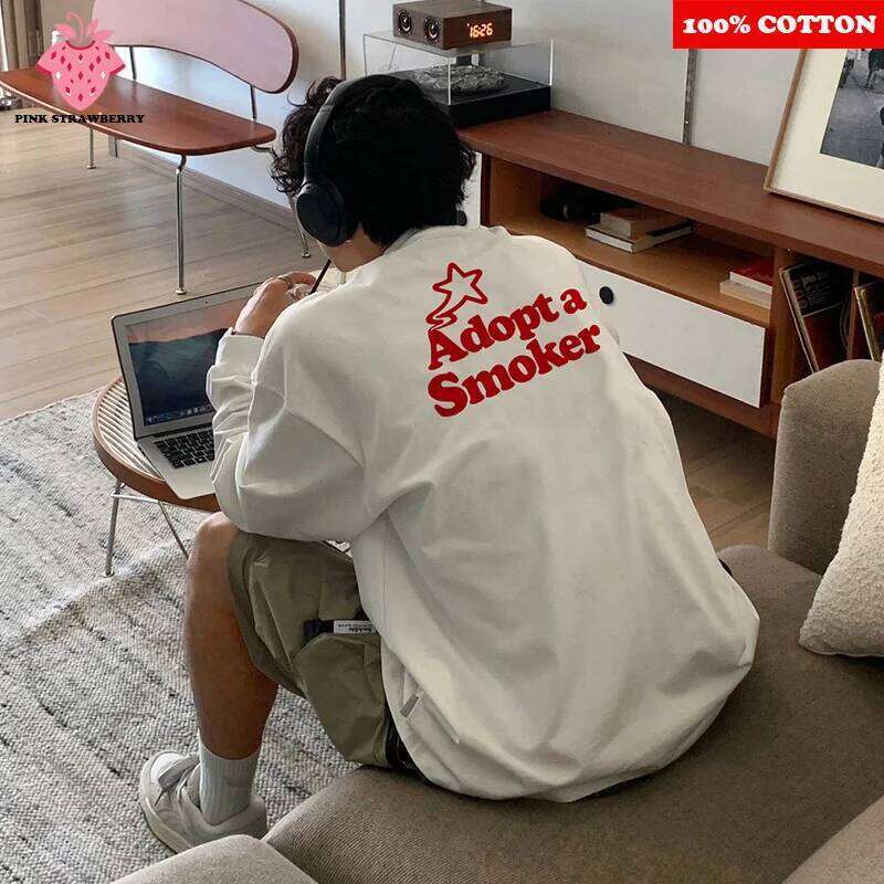 American Red Star Letter Print T-shirt Men's Autumn 2025 New 100% Cotton Round neck Long sleeved Tee Loose Y2k Top men clothing Z260314