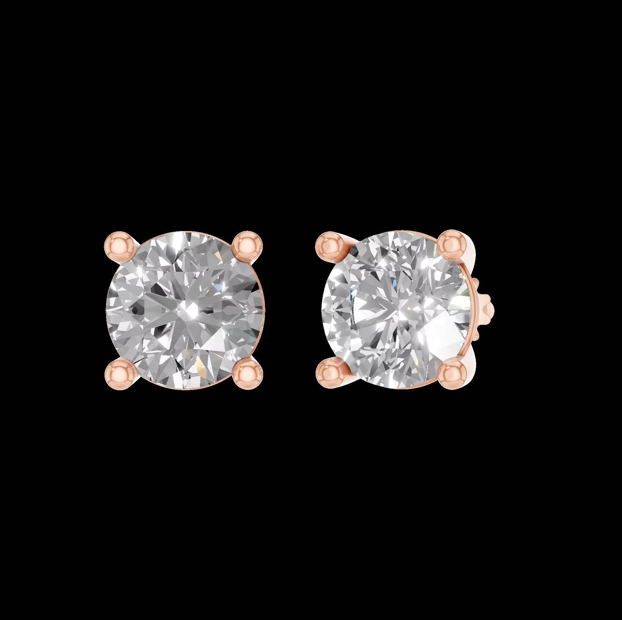 Womens 14K Gold Rhodium Plated Moissanite 1 Carat Engagement Stud Earrings with Claw Setting