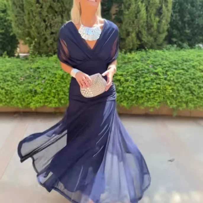 Spring Summer New Style Printed V-neck Mesh Off-shoulder Dress Womens Party Beach Vacation Formal Casual Versatile Evening DressT260314