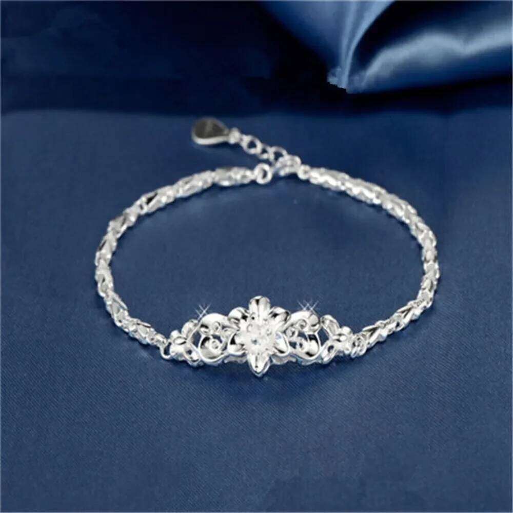 New beautiful flowers chain charms 925 Sterling silver Bracelet for woman fine fashion jewelry Wedding party lady gifts Z260313