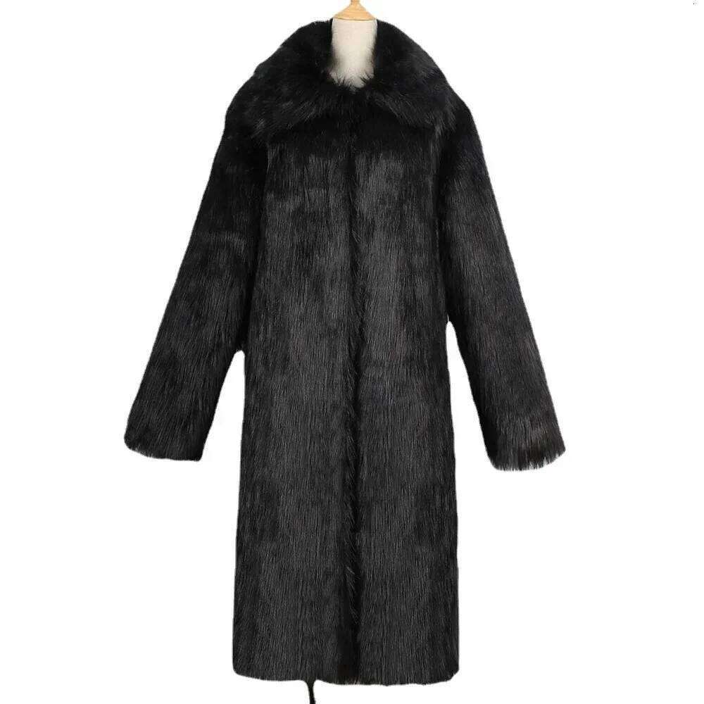 Men Fox Coat Winter Thick Fluffy Sleeve Warm Shaggy Luxury Faux Fur Long Jacket Bontjas Jackets Mens Z260313