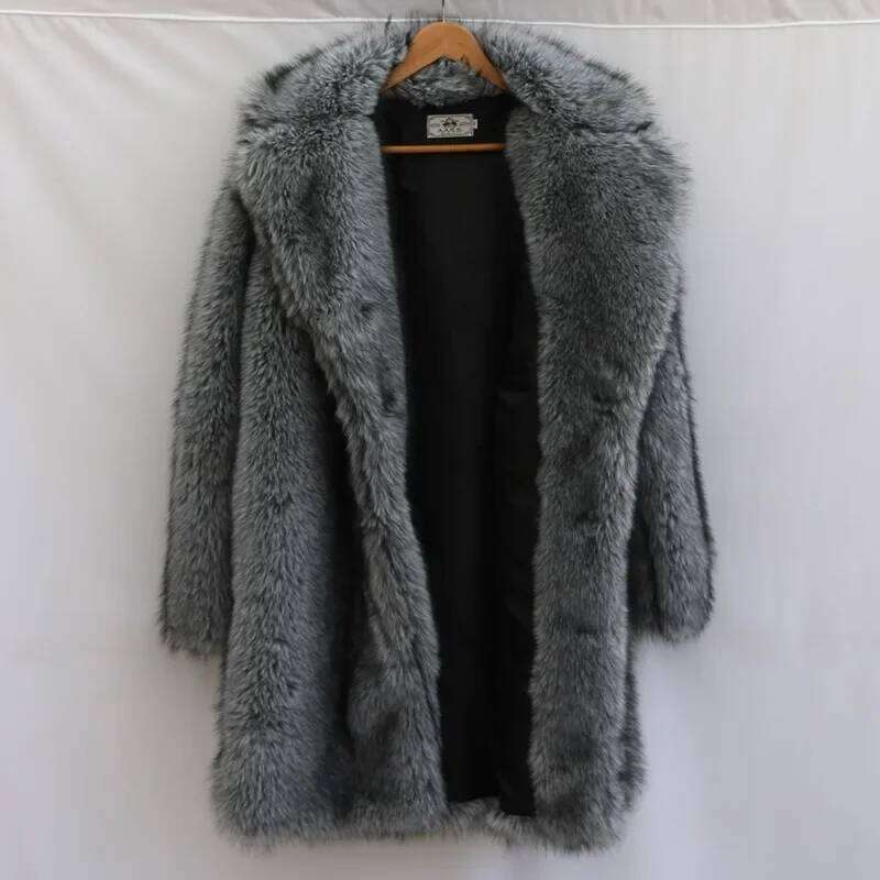 Luxury Men's Clothing Faux Fox Long Coats Overcoats Plus Sizes Winter Thicken Warm Mink Fur Windbreakers Jacket Z260313