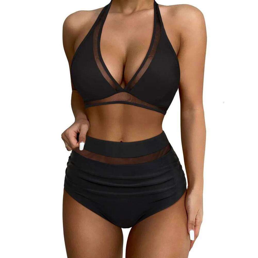 High Waist Bikini Set Sexy Push Up Swimsuit Women Black Beachwear Tummy Control Swimwear Adjustable Bathing Suit Bikinis 2024 Y260303
