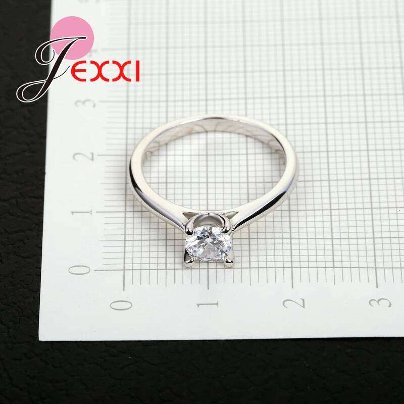 CharmingJewelry Fashion 925 Sterling Silver Rings Woman CZ Crystal Lady Finger Ring H260312