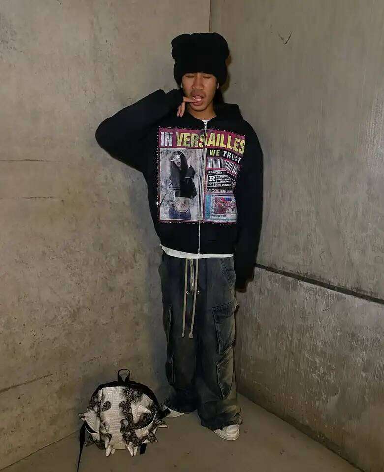 Retro Fashion Printed Pattern Hoodie Y2k Gothic Street Clothing Men and Women Loose Casual Sportswear k pop clothes 26Y0313