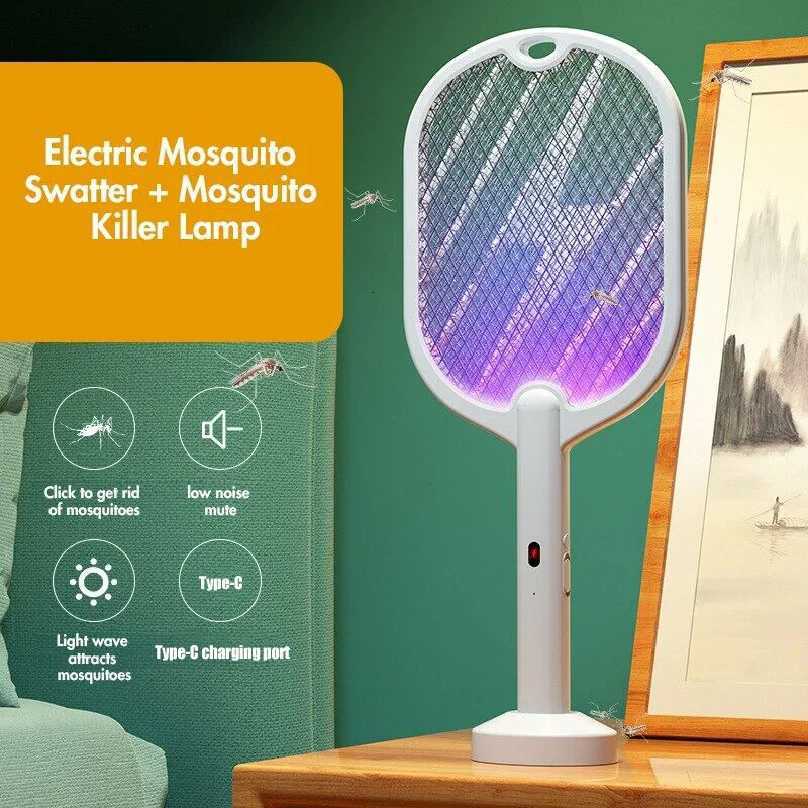 3 In 1 Electric Mosquito Swatter Mosquito Killer Lamp Killer Insect Killer 3000V Type-C Rechargeable Mosquito Killer Fly Killer H260313