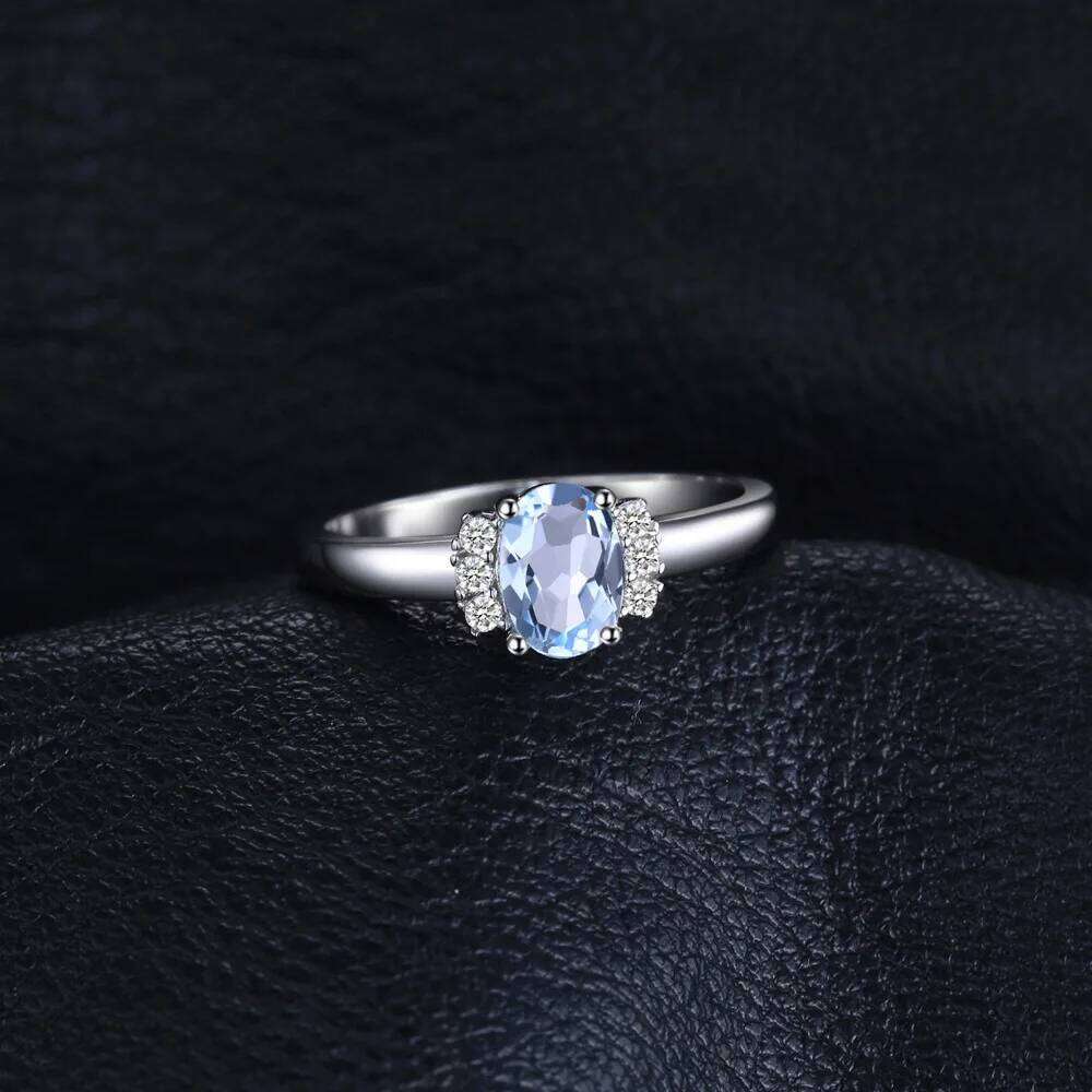 JewelryPalace Oval Natural Sky Blue Topaz 925 Sterling Silver Engagement Ring for Woman Gemstone Fine Jewelry Anniversary Gift H260312