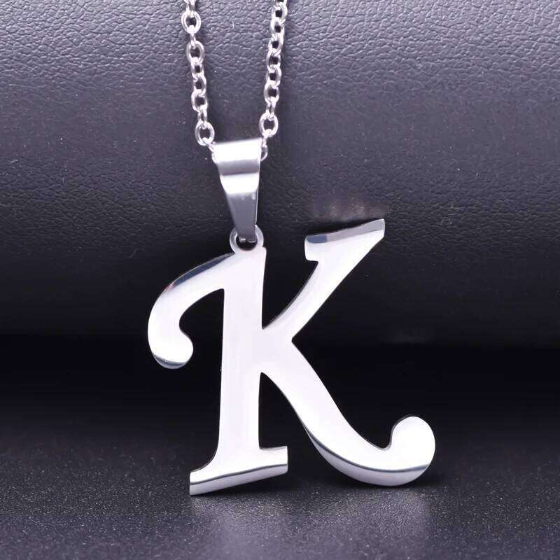 Fashion Letters K Necklaces for Women Men Stainless Steel Silver/Gold/Rainbow Color English Alphabe Choker Chain Jewelry Gifts H260312