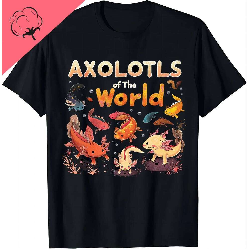 Shirt Axolotls of The World Axolotl Animals T-Shirt Aesthetic Women Clothing Graphic T Shirts Kawaii Clothes Z260314