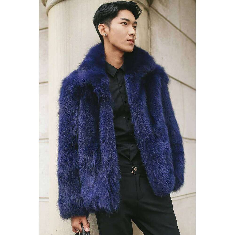 Men's Faux fox fur coat Casual warm zipper short jacket Z260313