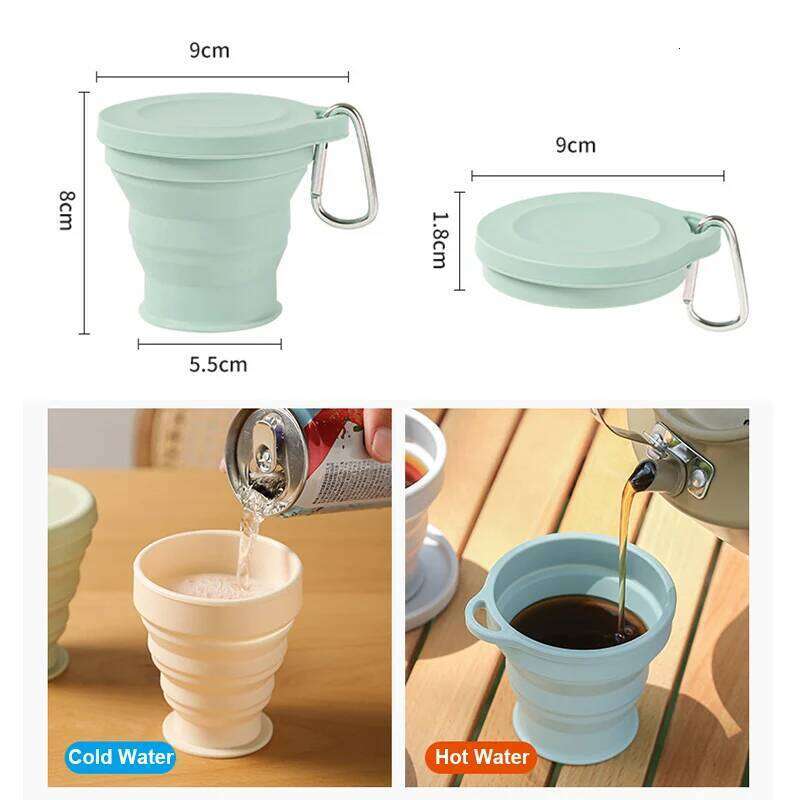 180ML Folding Outdoors with Hanging Hole Creative Water Portable Washing Fashion Travel Silicone Cup Z260313