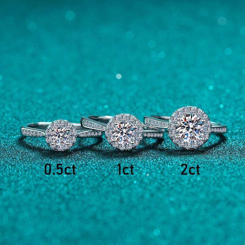 Tezzc 2ct Moissanite Halo Engagement Ring For Women S925 Sterling Silver Wedding Rings With certificate Fine Jewelry Wholesale H260312