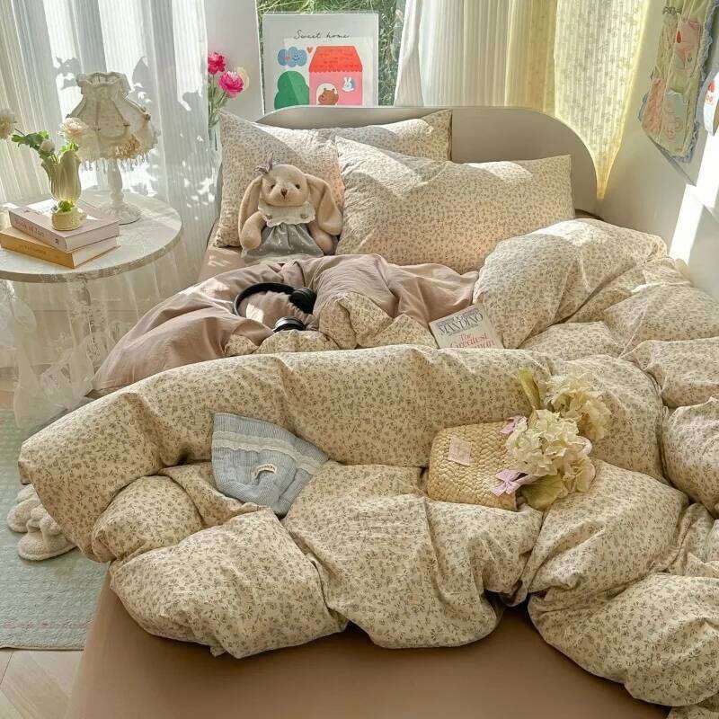 2025 new printing small fresh skin-friendly and comfortable quilt cover four-piece bedding student dormitory three-piece set H260312 - view 4