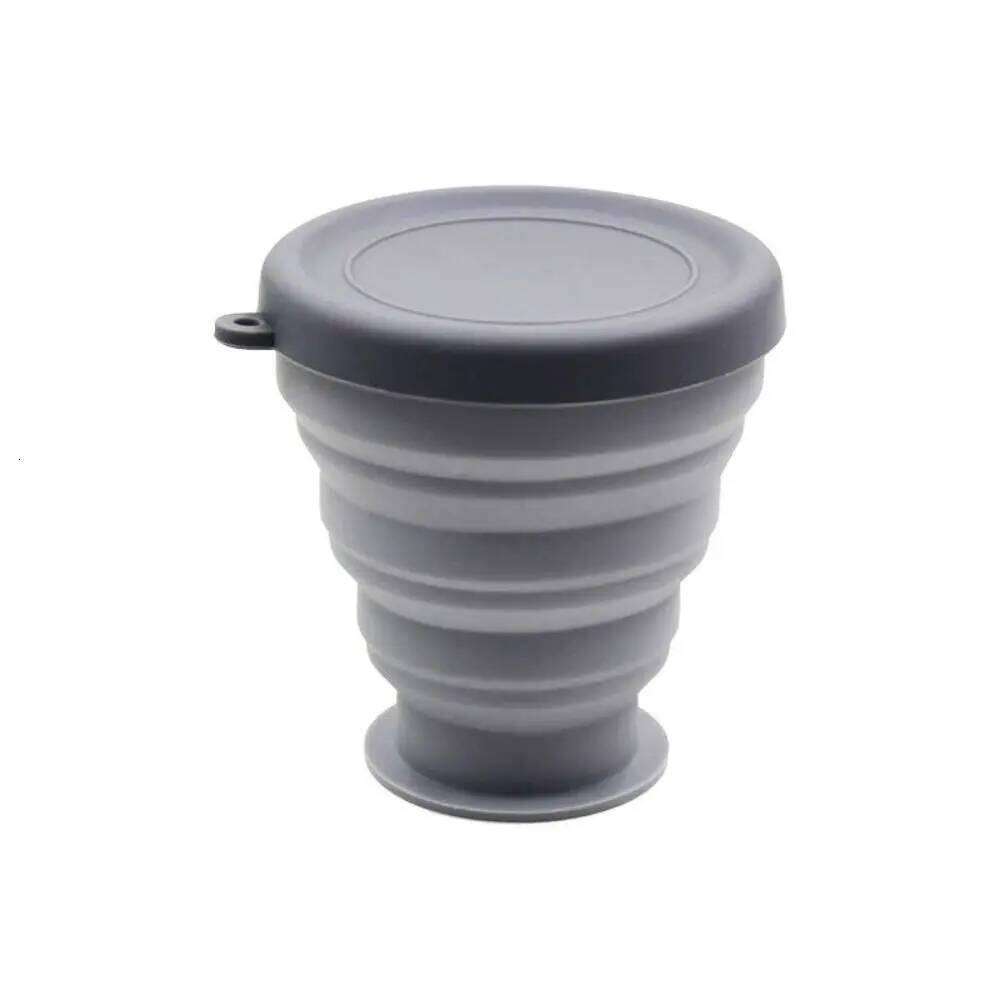 Telescopic Collapsible Water Cups with Lid Food Grade Silicone Cup Heat Resistant Foldable Travel Mug Drinking Z260314