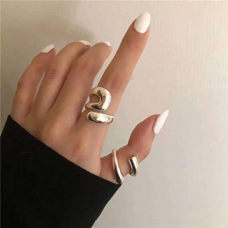 925 Sterling Silver Geometry Irregular Simple Open Ring For Women Wedding Fine Jewelry Gift Female Wholesale H260312