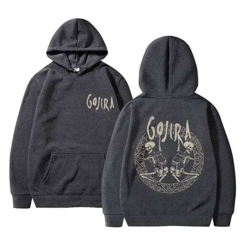 French Metal Band Skeleton Hoodies Gothic Style Fashion Design Men's Women's Unisex Autumn Winter Fleece Sweatshirt Z260314