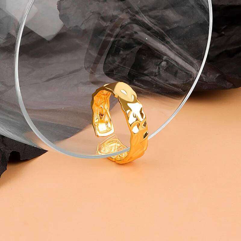 VENTFILLE 925 Silver Gold Color Open Ring for Women INS Niche Irregular Wave Sand Surface Wide Noodle Party Birthday Gift H260312
