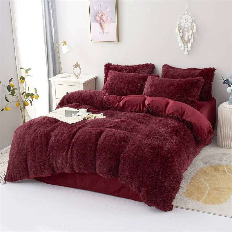 3 Piece Deluxe Winter Thickened Plush Duvet Cover Pillowcase Dormitory Bedding for Single and Double Beds H260312 - view 3