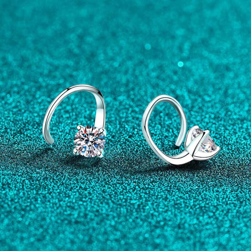 Luxury 925 Sterling Silver Moissanite Stud Earrings VVS1 Diamond Sparkling Hook Earrings Jewelry Women Custom Earring