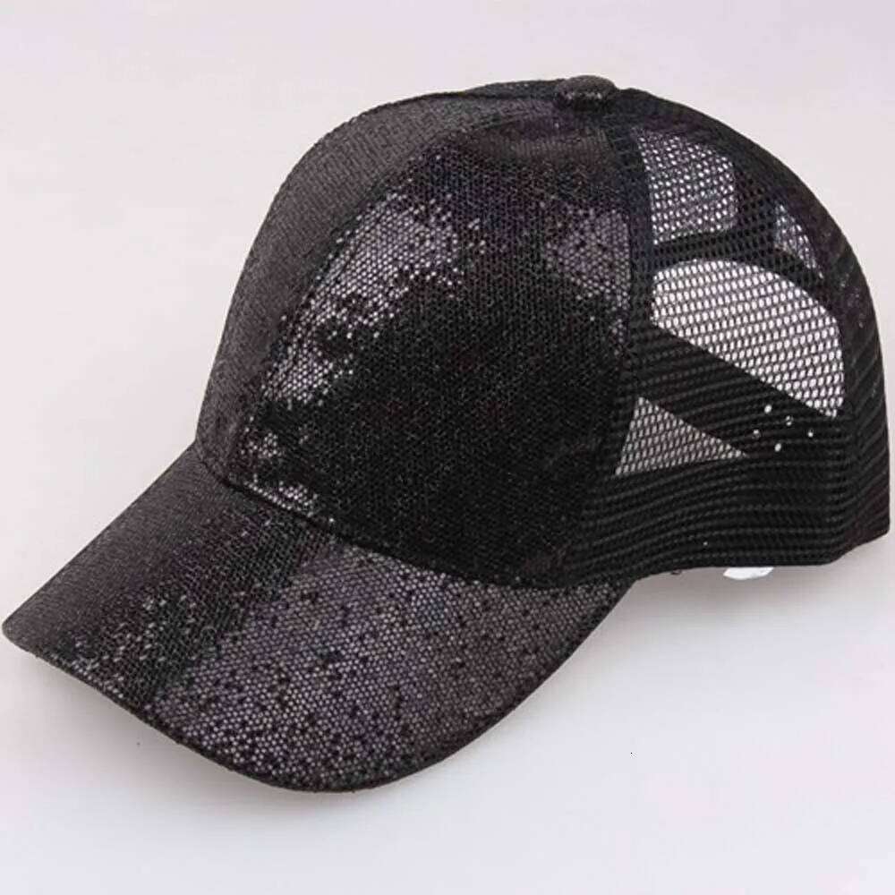 Spring Summer Women Girl Ponytail Baseball Cap Sequins Shiny Fashion Casual Adjustable Outdoor Sports Hat Sun Caps Z260313